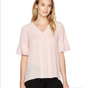 Ivanka Trump Georgette Flounce Sleeve Placket